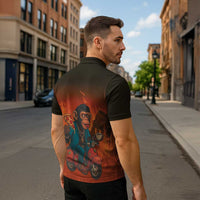 Italian Brainrot Meme Zipper Polo Shirt Chaotic Chimp Mobster Vespa Ride - Wonder Print Shop