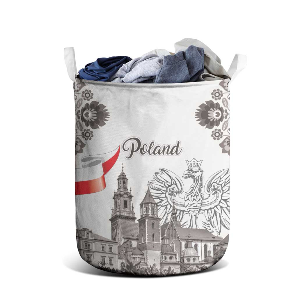Poland Eagle Heritage Laundry Basket Wawel Castle Polish Wycinanki Folk Pattern - Wonder Print Shop