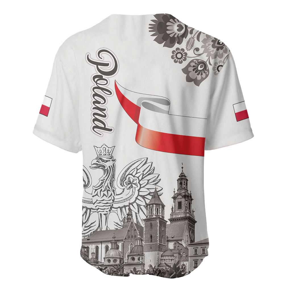 Poland Eagle Heritage Baseball Jersey Wawel Castle Polish Wycinanki Folk Pattern - Wonder Print Shop