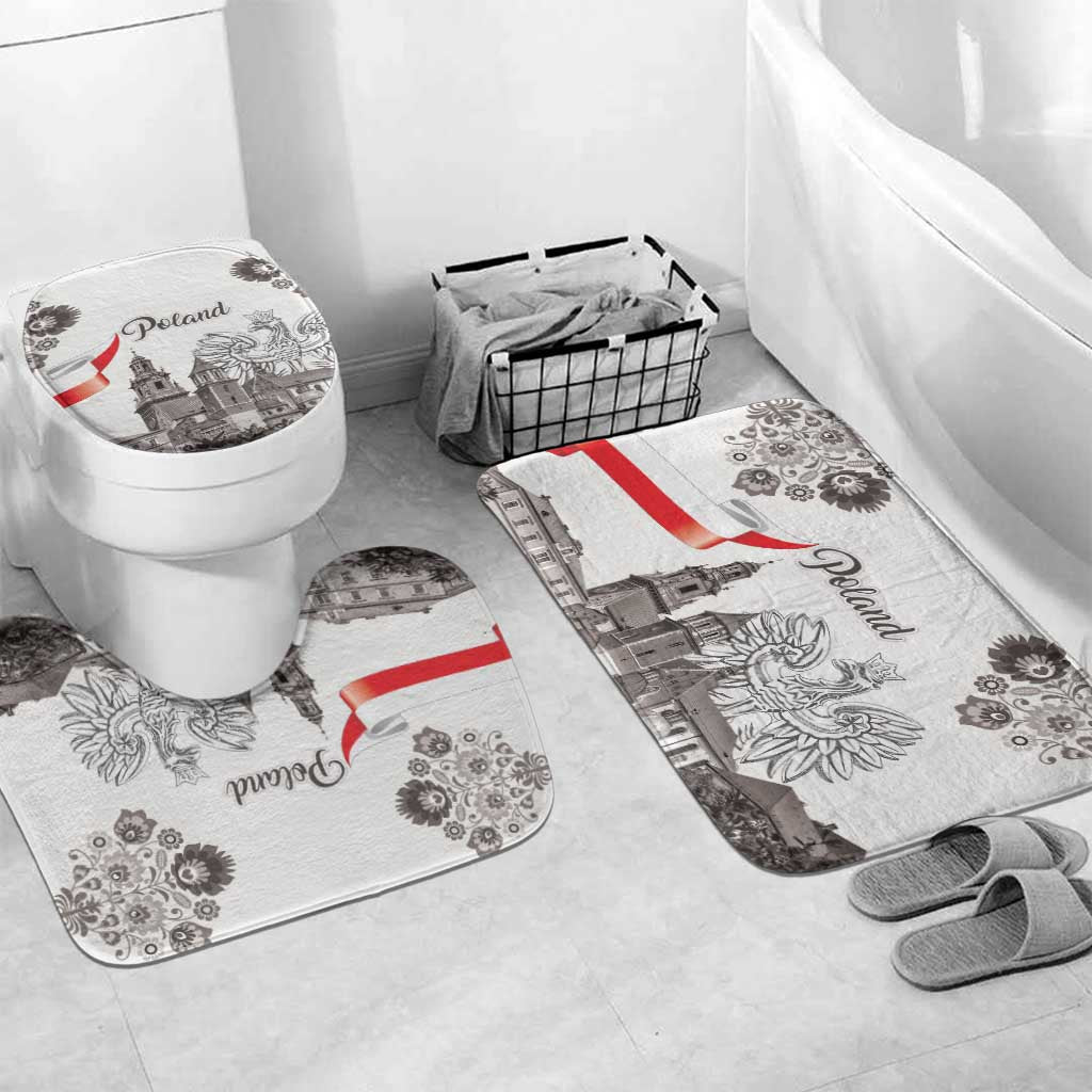 Poland Eagle Heritage Bathroom Set Wawel Castle Polish Wycinanki Folk Pattern - Wonder Print Shop