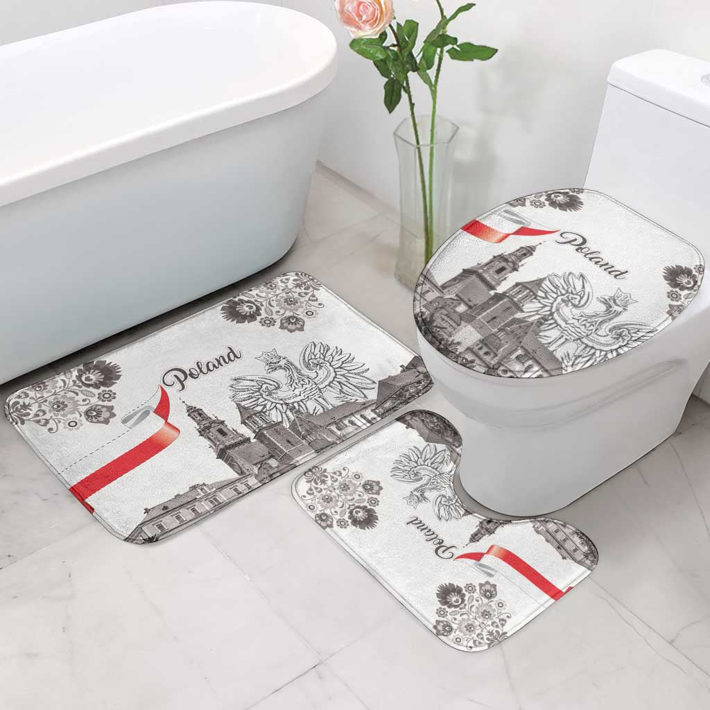 Poland Eagle Heritage Bathroom Set Wawel Castle Polish Wycinanki Folk Pattern - Wonder Print Shop