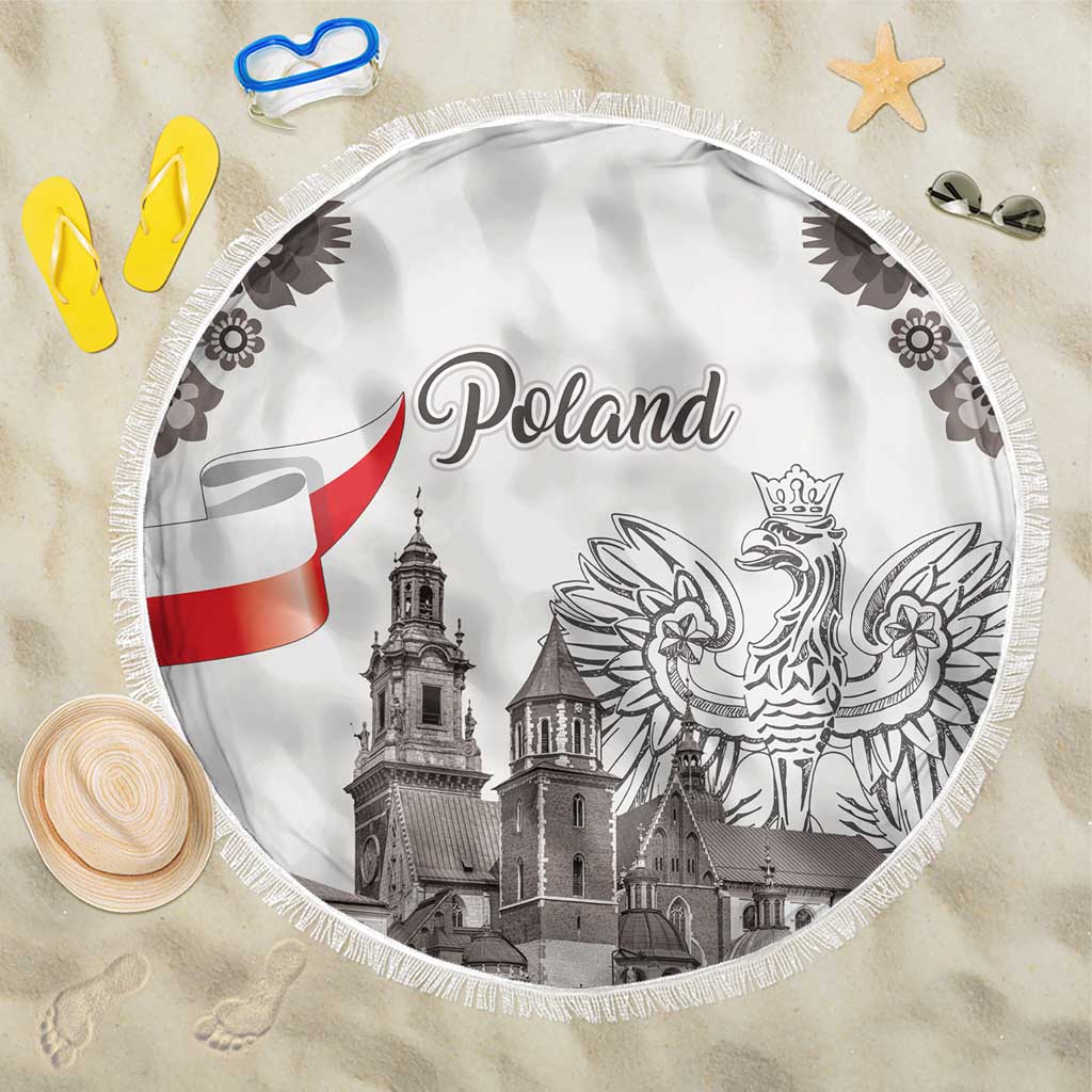 Poland Eagle Heritage Beach Blanket Wawel Castle Polish Wycinanki Folk Pattern - Wonder Print Shop