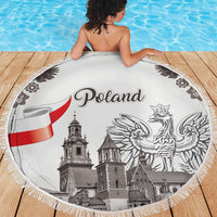Poland Eagle Heritage Beach Blanket Wawel Castle Polish Wycinanki Folk Pattern - Wonder Print Shop