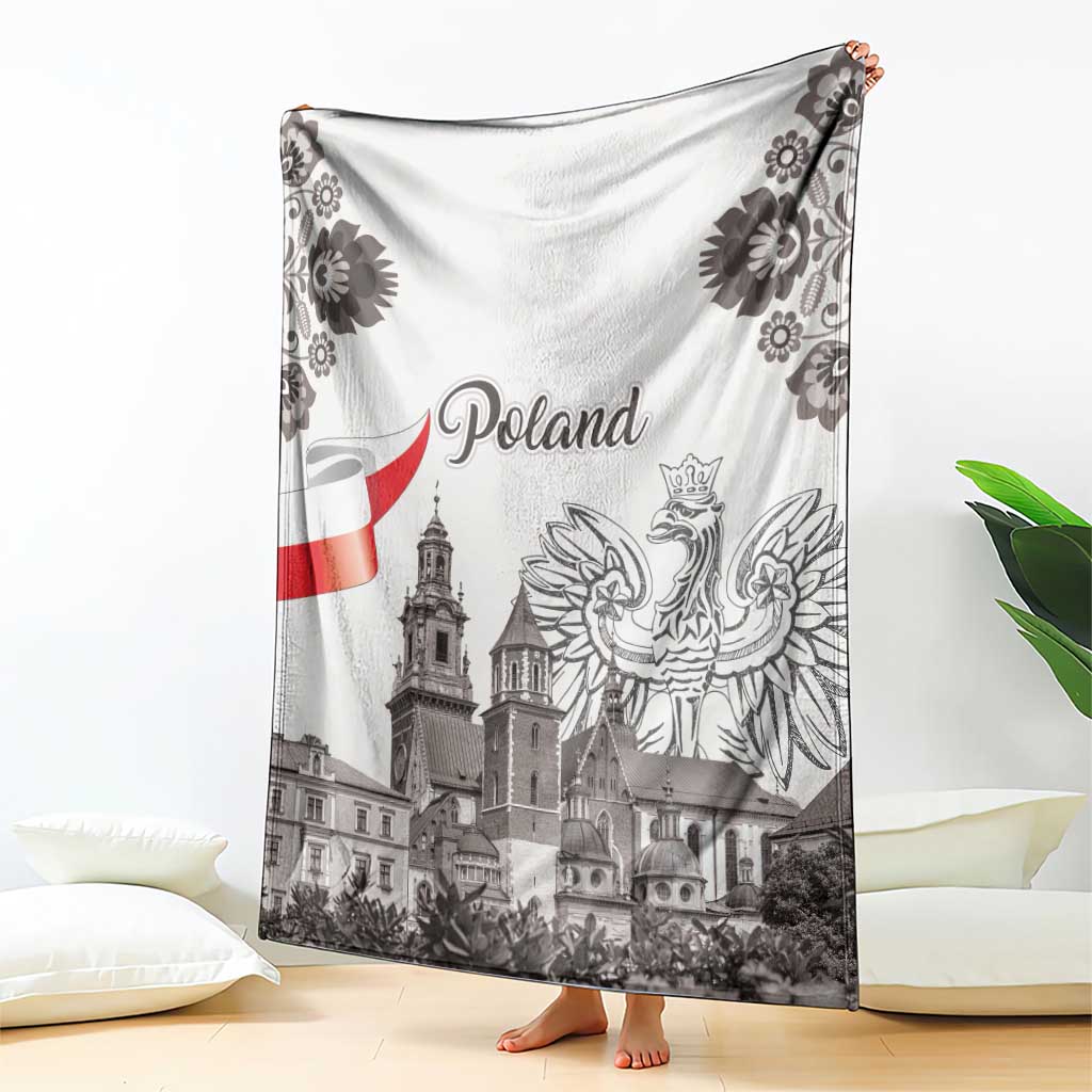 Poland Eagle Heritage Blanket Wawel Castle Polish Wycinanki Folk Pattern - Wonder Print Shop