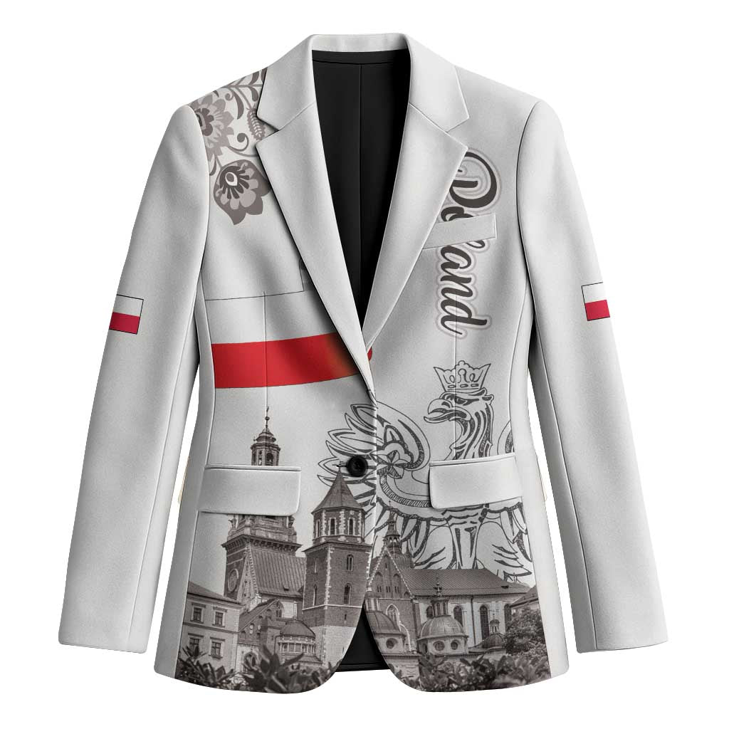 Poland Eagle Heritage Blazer Wawel Castle Polish Wycinanki Folk Pattern - Wonder Print Shop
