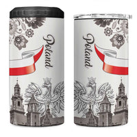 Poland Eagle Heritage 4 in 1 Can Cooler Tumbler Wawel Castle Polish Wycinanki Folk Pattern - Wonder Print Shop