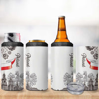 Poland Eagle Heritage 4 in 1 Can Cooler Tumbler Wawel Castle Polish Wycinanki Folk Pattern - Wonder Print Shop