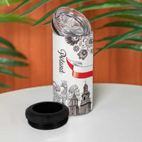 Poland Eagle Heritage 4 in 1 Can Cooler Tumbler Wawel Castle Polish Wycinanki Folk Pattern - Wonder Print Shop