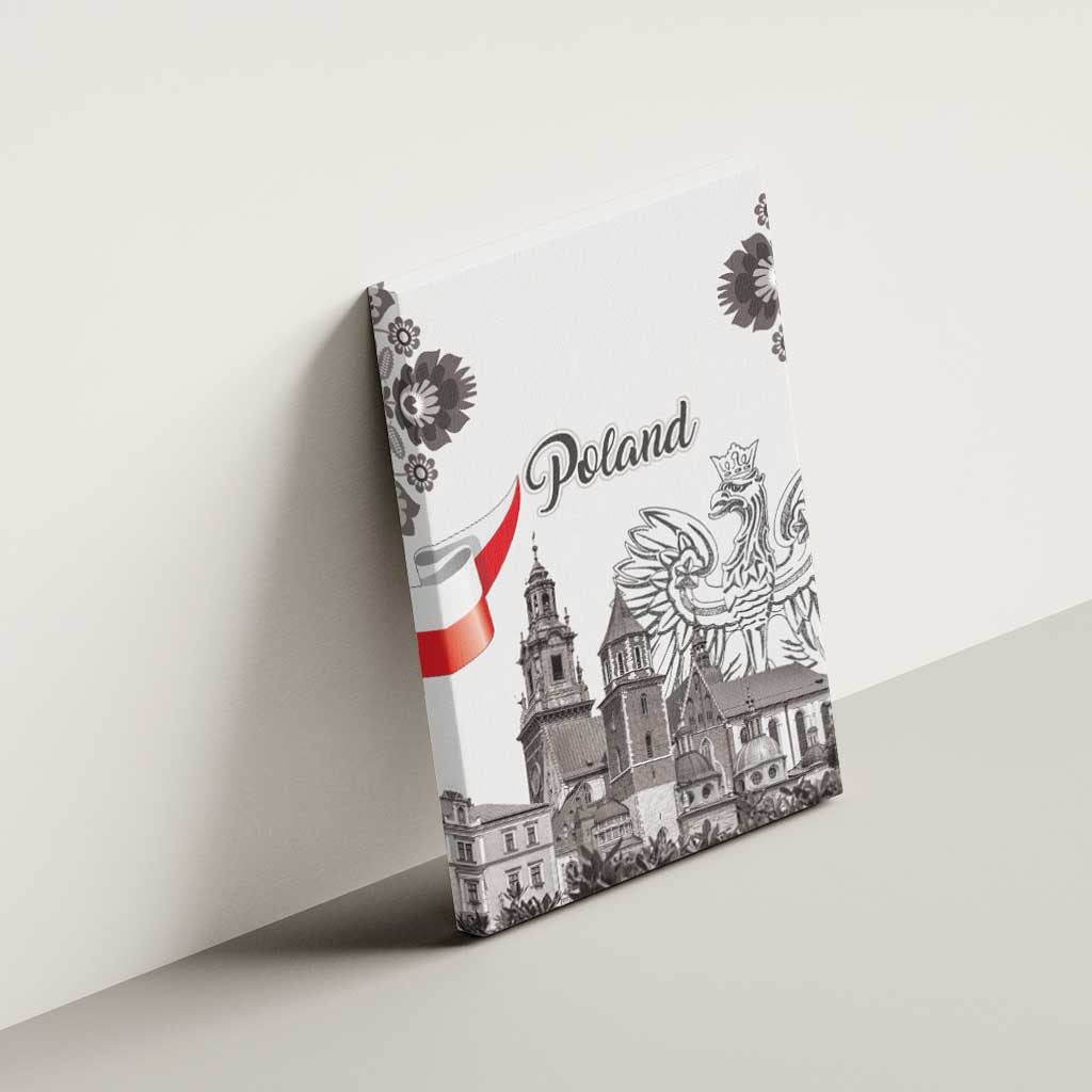 Poland Eagle Heritage Canvas Wall Art Wawel Castle Polish Wycinanki Folk Pattern - Wonder Print Shop