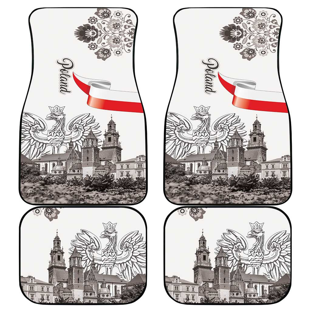 Poland Eagle Heritage Car Mats Wawel Castle Polish Wycinanki Folk Pattern - Wonder Print Shop