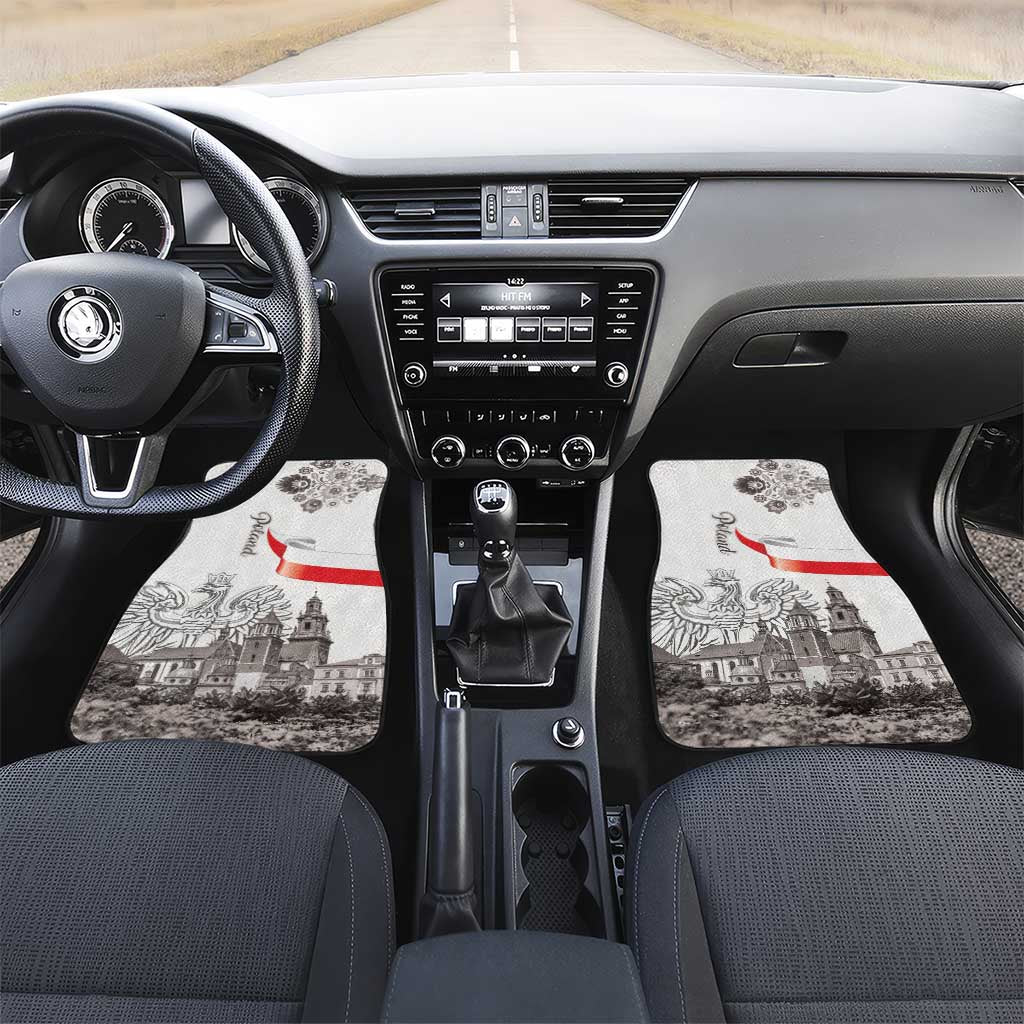 Poland Eagle Heritage Car Mats Wawel Castle Polish Wycinanki Folk Pattern - Wonder Print Shop