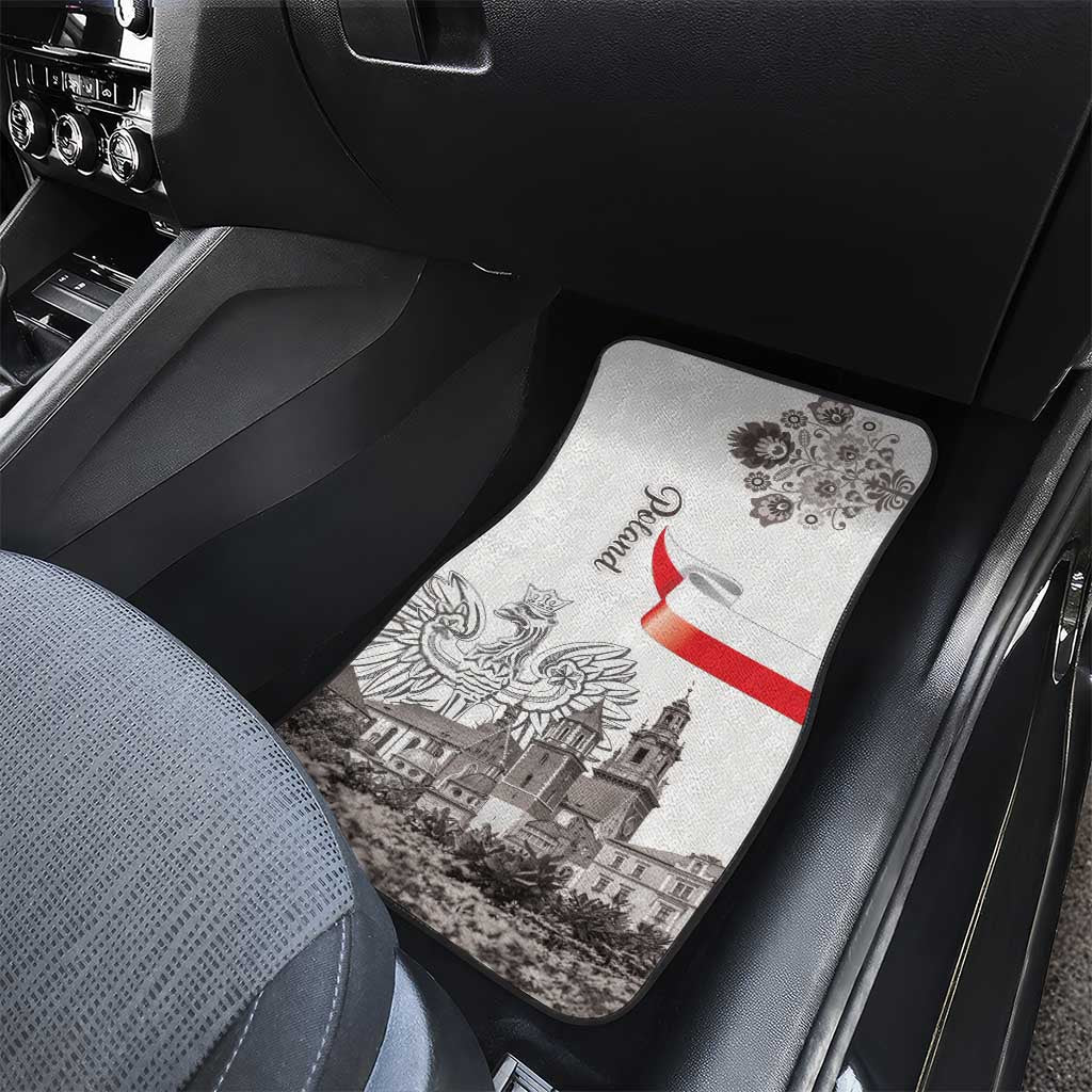 Poland Eagle Heritage Car Mats Wawel Castle Polish Wycinanki Folk Pattern - Wonder Print Shop