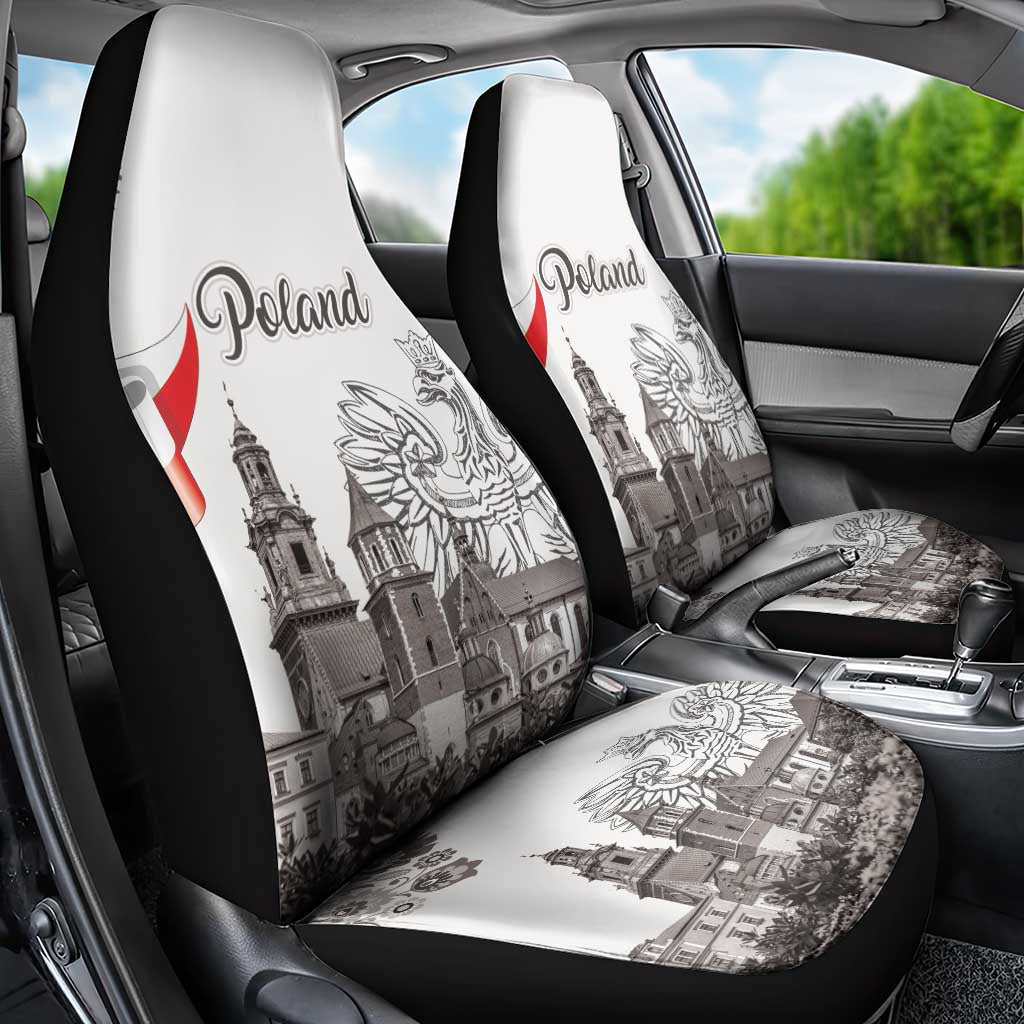 Poland Eagle Heritage Car Seat Cover Wawel Castle Polish Wycinanki Folk Pattern - Wonder Print Shop