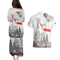 Poland Eagle Heritage Couples Matching Puletasi and Hawaiian Shirt Wawel Castle Polish Wycinanki Folk Pattern - Wonder Print Shop