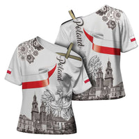Poland Eagle Heritage Cross Shoulder Shirt Wawel Castle Polish Wycinanki Folk Pattern - Wonder Print Shop