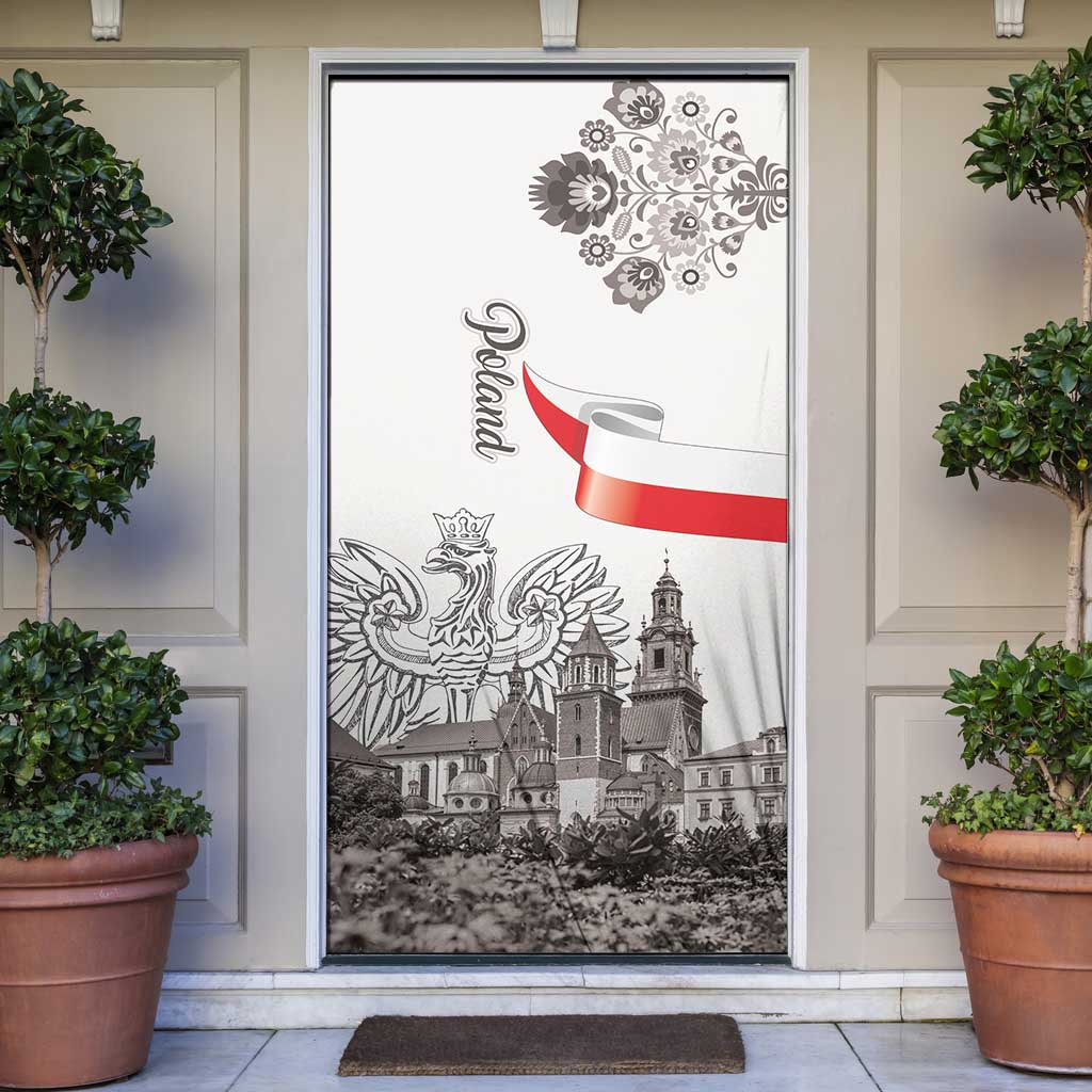 Poland Eagle Heritage Door Cover Wawel Castle Polish Wycinanki Folk Pattern - Wonder Print Shop