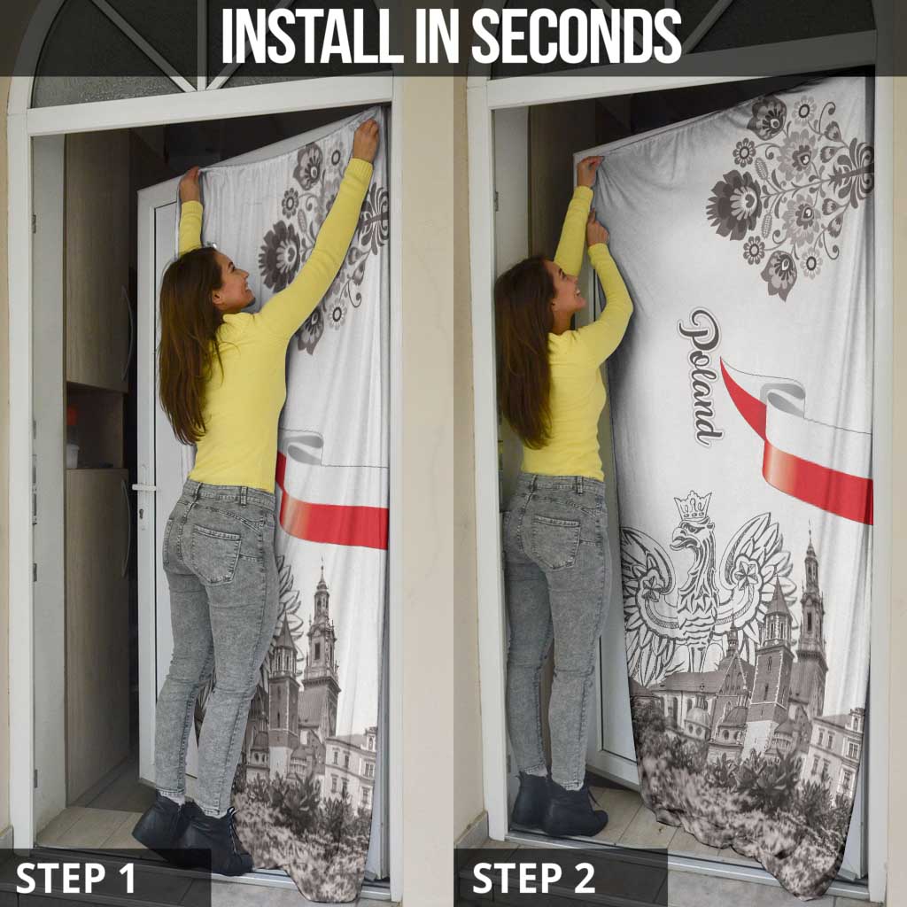 Poland Eagle Heritage Door Cover Wawel Castle Polish Wycinanki Folk Pattern - Wonder Print Shop