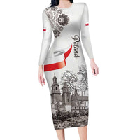 Poland Eagle Heritage Family Matching Long Sleeve Bodycon Dress and Hawaiian Shirt Wawel Castle Polish Wycinanki Folk Pattern - Wonder Print Shop