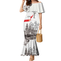 Poland Eagle Heritage Family Matching Mermaid Dress and Hawaiian Shirt Wawel Castle Polish Wycinanki Folk Pattern - Wonder Print Shop
