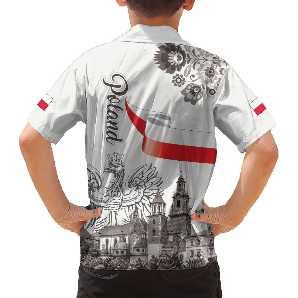 Poland Eagle Heritage Family Matching Off Shoulder Maxi Dress and Hawaiian Shirt Wawel Castle Polish Wycinanki Folk Pattern - Wonder Print Shop