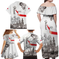 Poland Eagle Heritage Family Matching Off Shoulder Maxi Dress and Hawaiian Shirt Wawel Castle Polish Wycinanki Folk Pattern - Wonder Print Shop