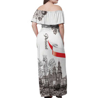 Poland Eagle Heritage Family Matching Off Shoulder Maxi Dress and Hawaiian Shirt Wawel Castle Polish Wycinanki Folk Pattern - Wonder Print Shop