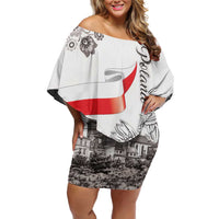 Poland Eagle Heritage Family Matching Off Shoulder Short Dress and Hawaiian Shirt Wawel Castle Polish Wycinanki Folk Pattern - Wonder Print Shop