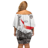 Poland Eagle Heritage Family Matching Off Shoulder Short Dress and Hawaiian Shirt Wawel Castle Polish Wycinanki Folk Pattern - Wonder Print Shop