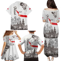 Poland Eagle Heritage Family Matching Puletasi and Hawaiian Shirt Wawel Castle Polish Wycinanki Folk Pattern - Wonder Print Shop