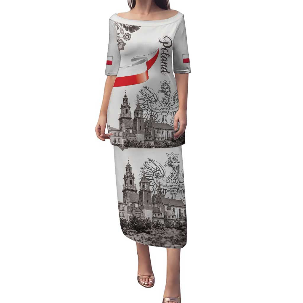 Poland Eagle Heritage Family Matching Puletasi and Hawaiian Shirt Wawel Castle Polish Wycinanki Folk Pattern - Wonder Print Shop