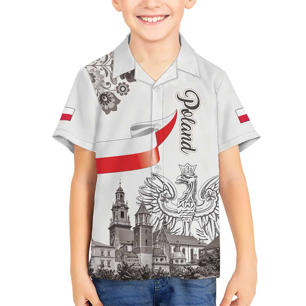 Poland Eagle Heritage Family Matching Short Sleeve Bodycon Dress and Hawaiian Shirt Wawel Castle Polish Wycinanki Folk Pattern - Wonder Print Shop