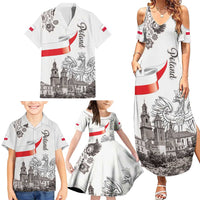 Poland Eagle Heritage Family Matching Summer Maxi Dress and Hawaiian Shirt Wawel Castle Polish Wycinanki Folk Pattern - Wonder Print Shop