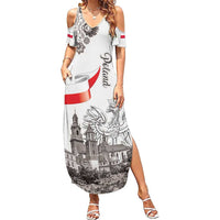 Poland Eagle Heritage Family Matching Summer Maxi Dress and Hawaiian Shirt Wawel Castle Polish Wycinanki Folk Pattern - Wonder Print Shop
