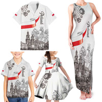 Poland Eagle Heritage Family Matching Tank Maxi Dress and Hawaiian Shirt Wawel Castle Polish Wycinanki Folk Pattern - Wonder Print Shop