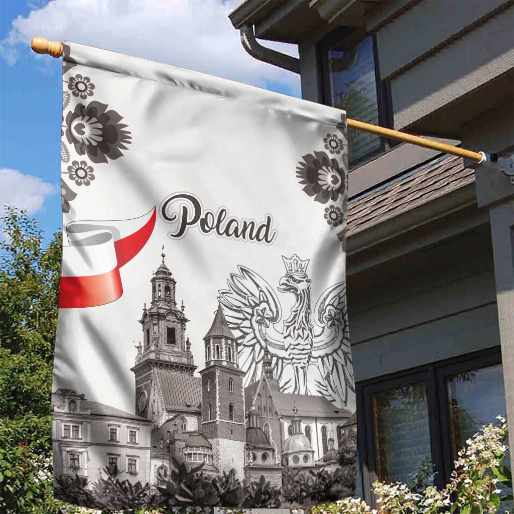 Poland Eagle Heritage Garden Flag Wawel Castle Polish Wycinanki Folk Pattern - Wonder Print Shop