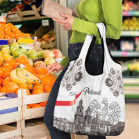 Poland Eagle Heritage Grocery Bag Wawel Castle Polish Wycinanki Folk Pattern - Wonder Print Shop