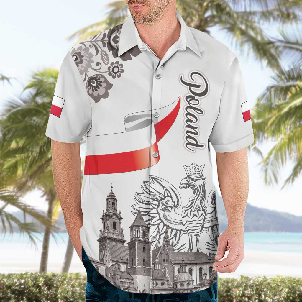 Poland Eagle Heritage Hawaiian Shirt Wawel Castle Polish Wycinanki Folk Pattern - Wonder Print Shop