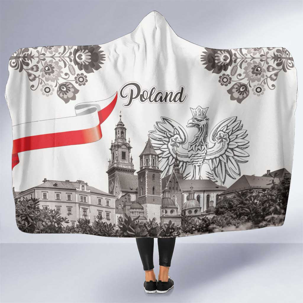 Poland Eagle Heritage Hooded Blanket Wawel Castle Polish Wycinanki Folk Pattern - Wonder Print Shop