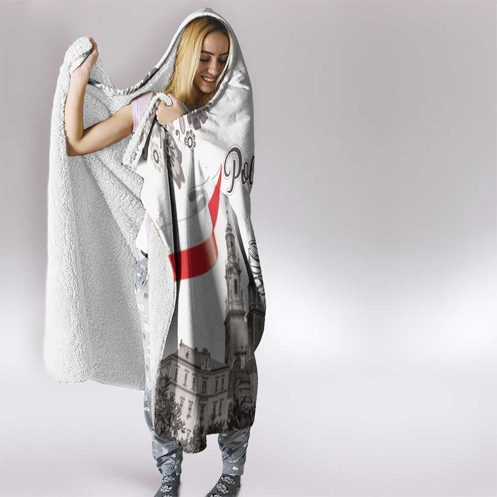 Poland Eagle Heritage Hooded Blanket Wawel Castle Polish Wycinanki Folk Pattern - Wonder Print Shop