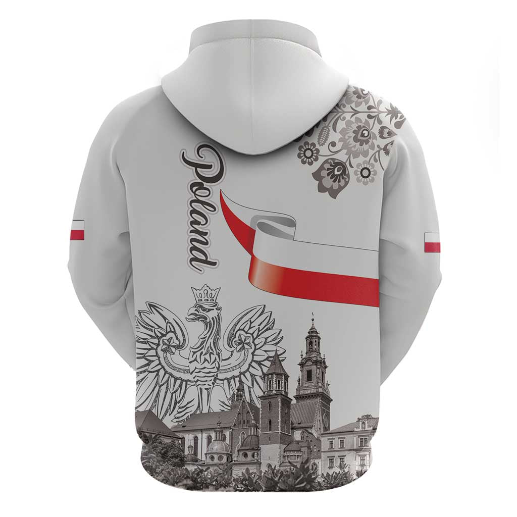 Poland Eagle Heritage Hoodie Wawel Castle Polish Wycinanki Folk Pattern - Wonder Print Shop