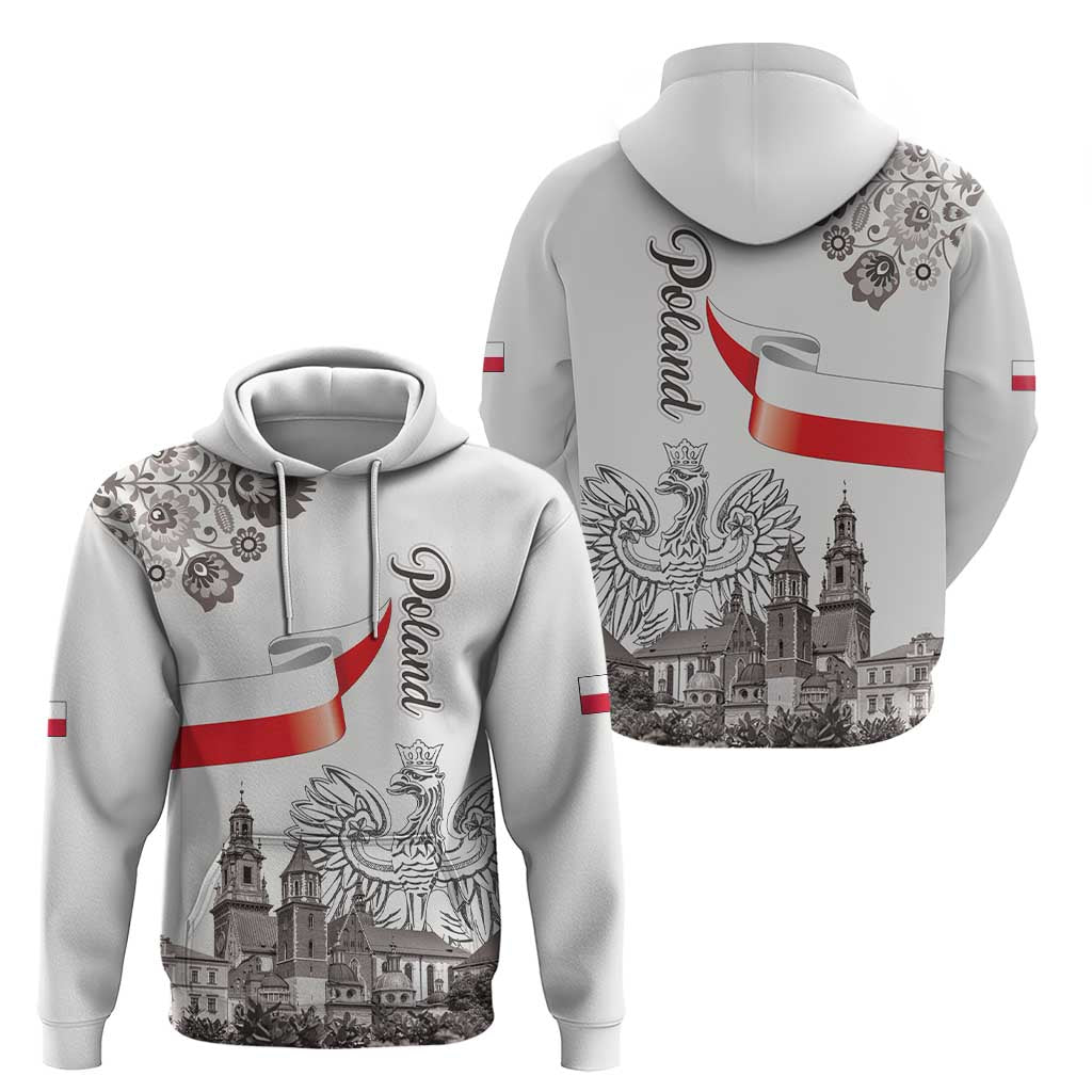 Poland Eagle Heritage Hoodie Wawel Castle Polish Wycinanki Folk Pattern - Wonder Print Shop