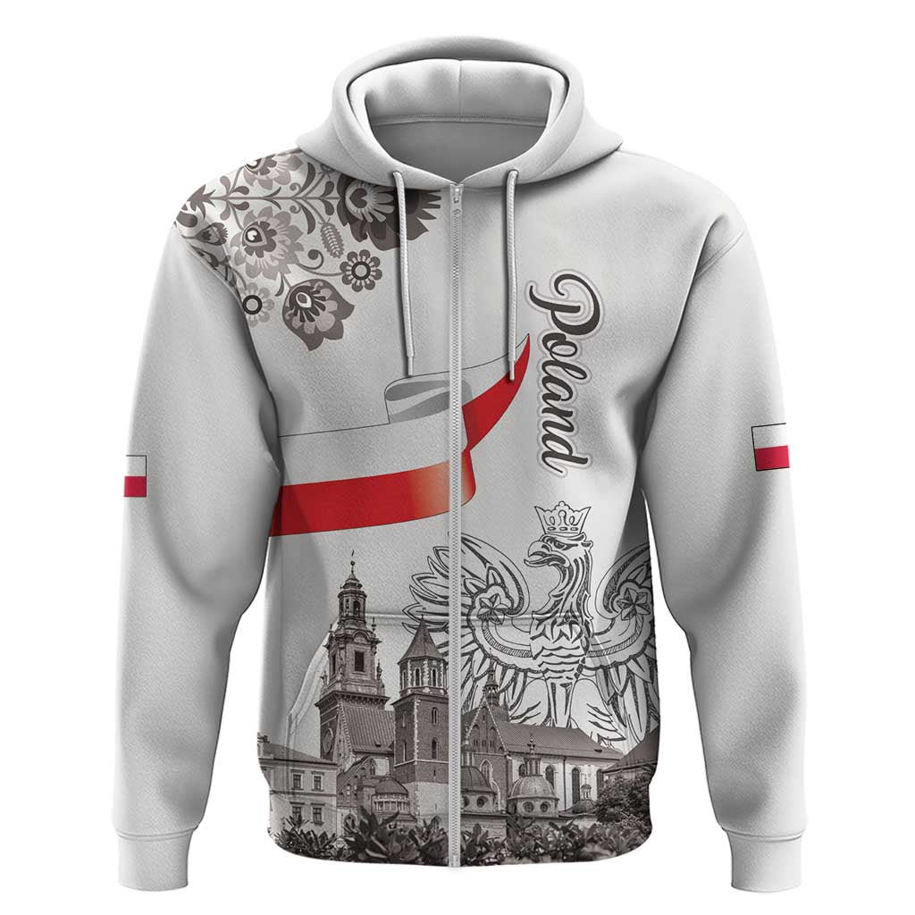Poland Eagle Heritage Hoodie Wawel Castle Polish Wycinanki Folk Pattern - Wonder Print Shop