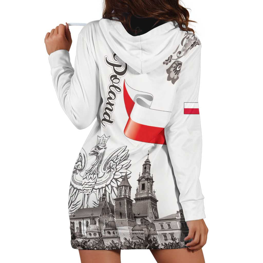 Poland Eagle Heritage Hoodie Dress Wawel Castle Polish Wycinanki Folk Pattern - Wonder Print Shop