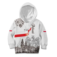 Poland Eagle Heritage Kid Hoodie Wawel Castle Polish Wycinanki Folk Pattern - Wonder Print Shop