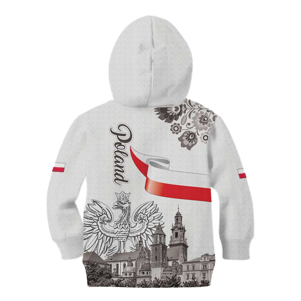 Poland Eagle Heritage Kid Hoodie Wawel Castle Polish Wycinanki Folk Pattern - Wonder Print Shop
