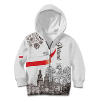 Poland Eagle Heritage Kid Hoodie Wawel Castle Polish Wycinanki Folk Pattern - Wonder Print Shop