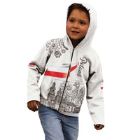 Poland Eagle Heritage Kid Hoodie Wawel Castle Polish Wycinanki Folk Pattern - Wonder Print Shop