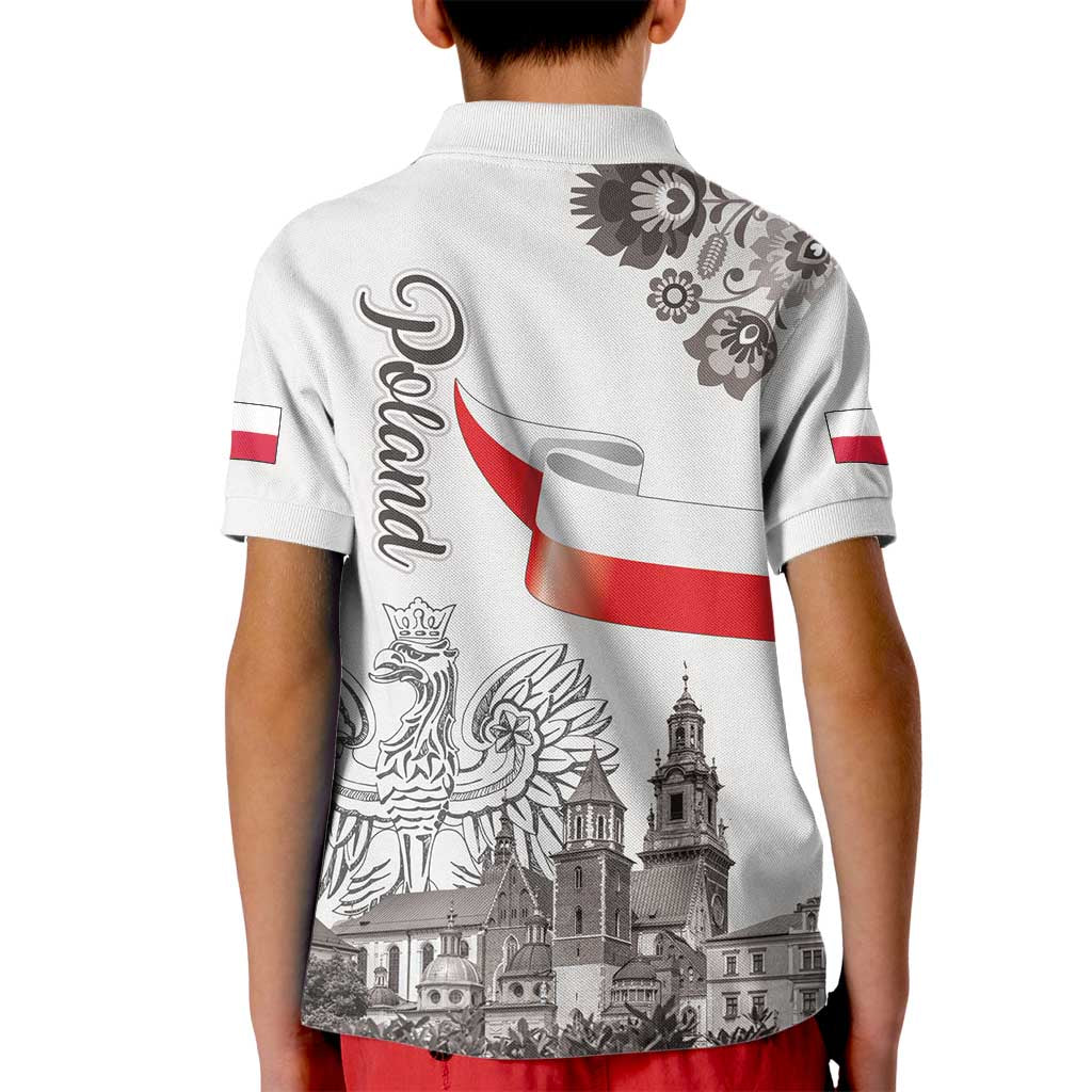 Poland Eagle Heritage Kid Polo Shirt Wawel Castle Polish Wycinanki Folk Pattern - Wonder Print Shop