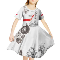 Poland Eagle Heritage Kid Short Sleeve Dress Wawel Castle Polish Wycinanki Folk Pattern - Wonder Print Shop