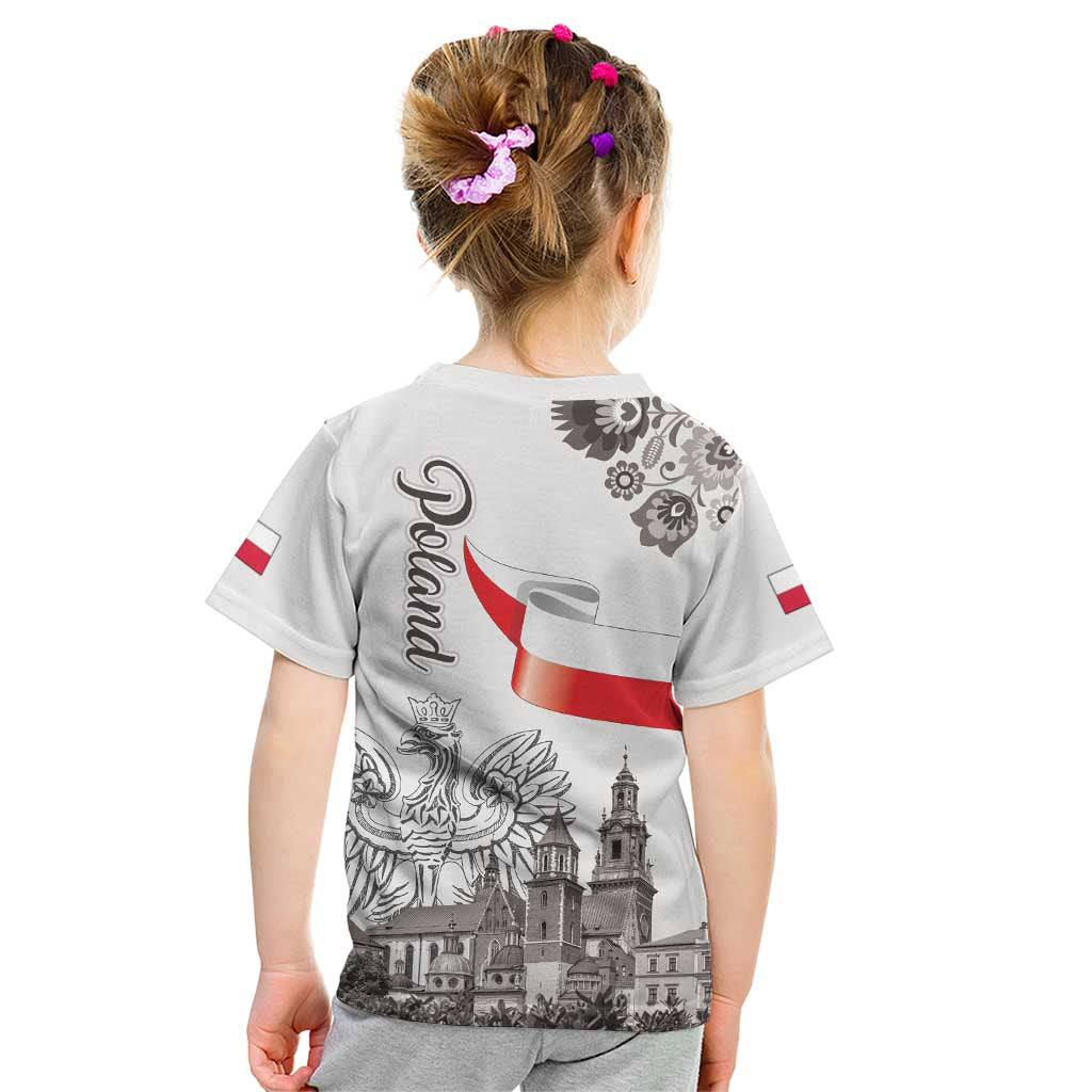Poland Eagle Heritage Kid T Shirt Wawel Castle Polish Wycinanki Folk Pattern - Wonder Print Shop